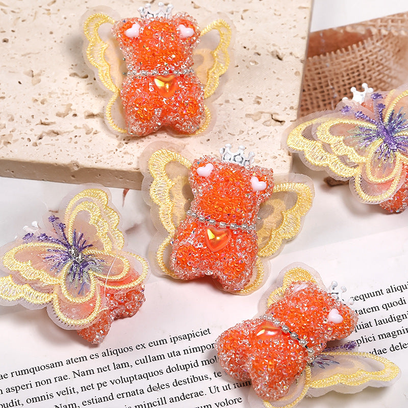 Wholesale 5pcs/pack beaded accessories wings bear sugar beads full diamond beads